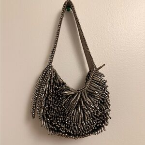 Zara Silver Embellished Shoulder Bag